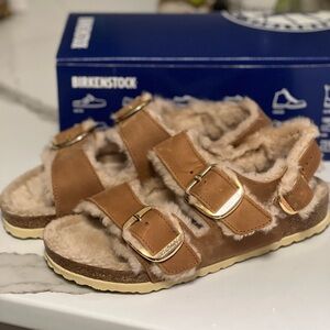 Birkenstock Big Buckle Shearling Milano Sz 38